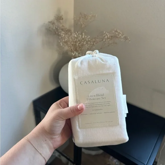 Standard Linen Blend Pillowcase Set White - Casaluna - Picture 5 of 5